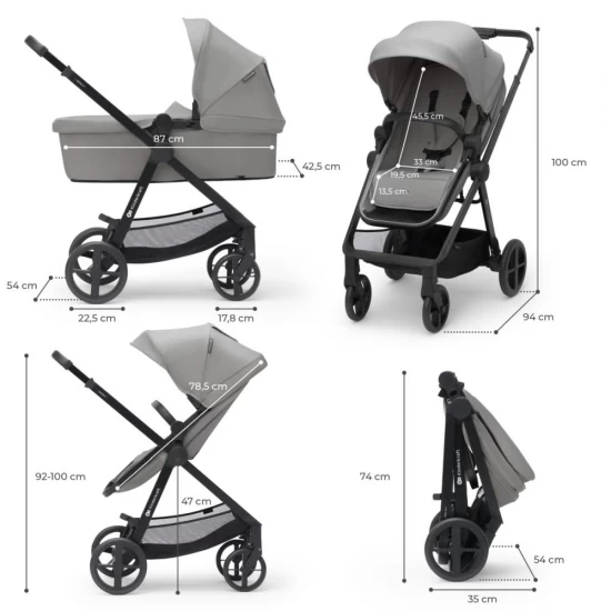 Carucior copii 4 in 1 Kinderkraft Newly Moonlight Grey Carucior copii 4 in 1 Kinderkraft Newly Moonlight Grey