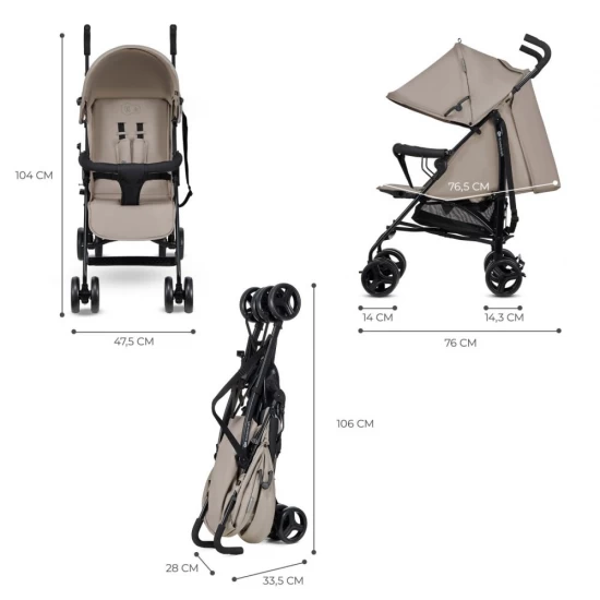 Carucior sport Kinderkraft Tik, tip umbrela, Stone Beige Carucior sport Kinderkraft Tik, tip umbrela, Stone Beige