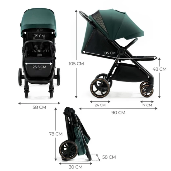 Carucior sport ultra compact Kinderkraft Mitzy 0-22 kg Jade Green Carucior sport ultra compact Kinderkraft Mitzy 0-22 kg Jade Green