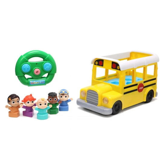Autobuz scolar cu telecomanda, sunete si lumini Cocomelon scara 1:18