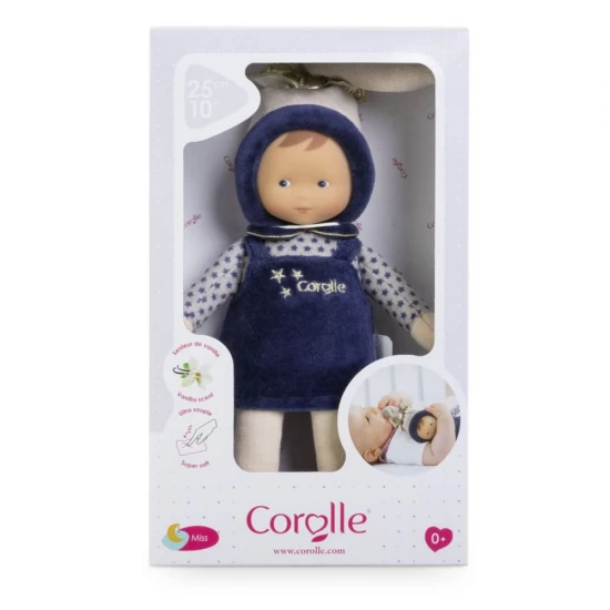 Papusa bebelus Miss Navyblue Starry Dreams Corolle cu miros de vanilie si corp moale 25 cm