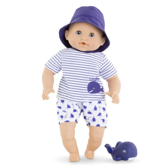 Papusa bebelus de baie Marin 30 cm cu jucarie balena
