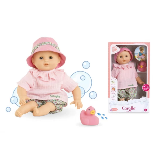 Papusa bebelus pentru baie Coralie 30 cm cu ratusca de baie