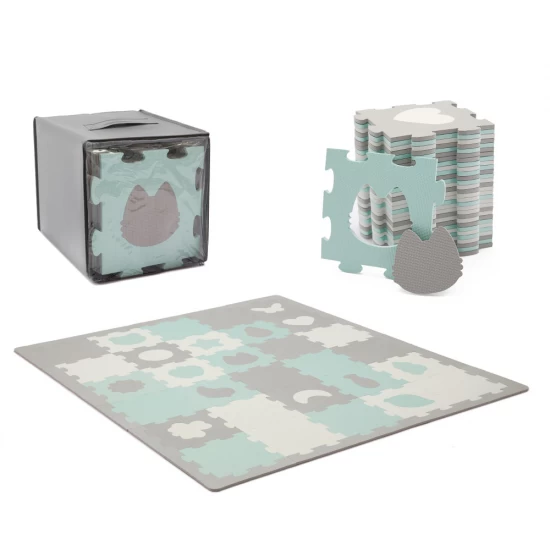 Covoras de joaca Kinderkraft Luno Shapes puzzle 3D spuma Mint Covoras de joaca Kinderkraft Luno Shapes puzzle 3D spuma Mint