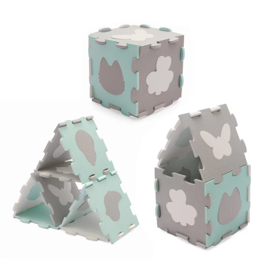 Covoras de joaca Kinderkraft Luno Shapes puzzle 3D spuma Mint Covoras de joaca Kinderkraft Luno Shapes puzzle 3D spuma Mint