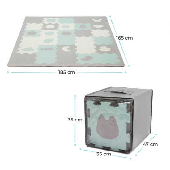 Covoras de joaca Kinderkraft Luno Shapes puzzle 3D spuma Mint Covoras de joaca Kinderkraft Luno Shapes puzzle 3D spuma Mint