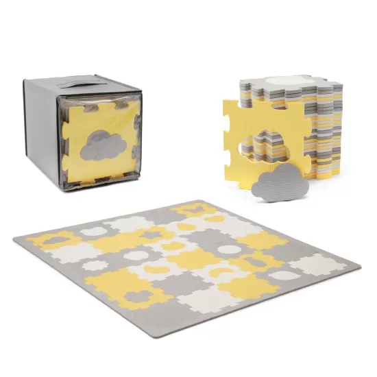 Covoras de joaca puzzle 3D din spuma Kinderkraft Luno Shapes Yellow Covoras de joaca puzzle 3D din spuma Kinderkraft Luno Shapes Yellow