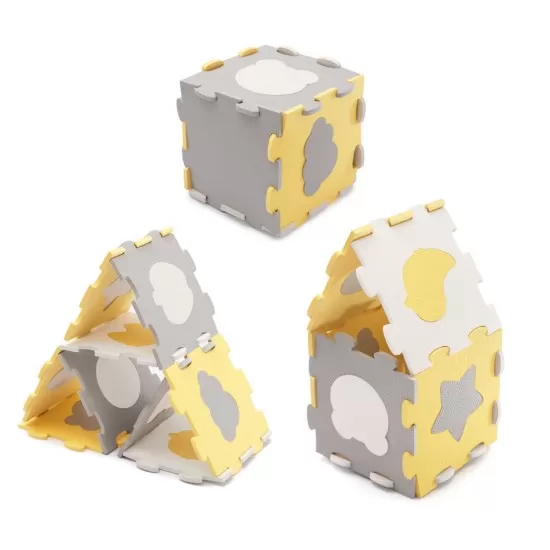 Covoras de joaca puzzle 3D din spuma Kinderkraft Luno Shapes Yellow Covoras de joaca puzzle 3D din spuma Kinderkraft Luno Shapes Yellow