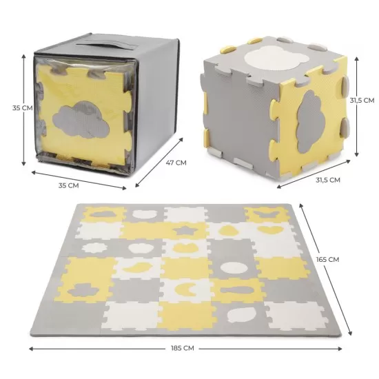 Covoras de joaca puzzle 3D din spuma Kinderkraft Luno Shapes Yellow Covoras de joaca puzzle 3D din spuma Kinderkraft Luno Shapes Yellow