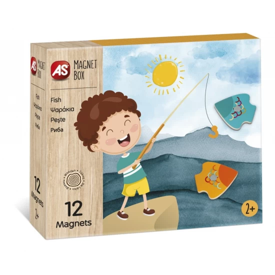Set magnetic de pescuit cu 12 piese din lemn