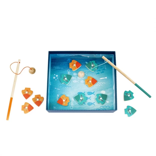 Set magnetic de pescuit cu 12 piese din lemn