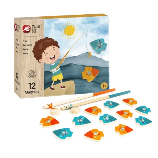 Set magnetic de pescuit cu 12 piese din lemn