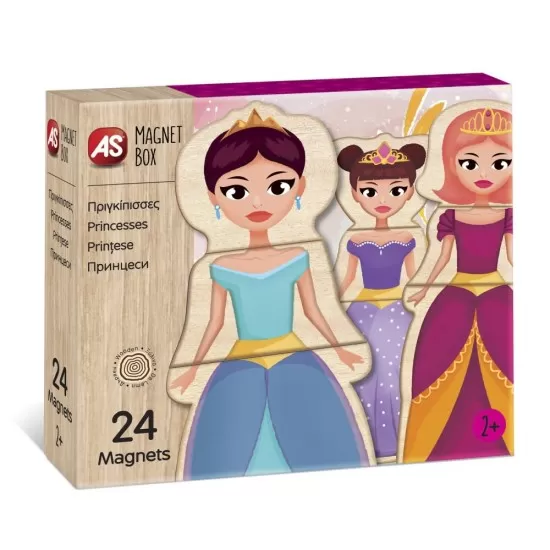 Set Universul Printeselor cu 24 piese magnetice din lemn Set Universul Printeselor cu 24 piese magnetice din lemn