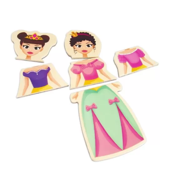 Set Universul Printeselor cu 24 piese magnetice din lemn Set Universul Printeselor cu 24 piese magnetice din lemn