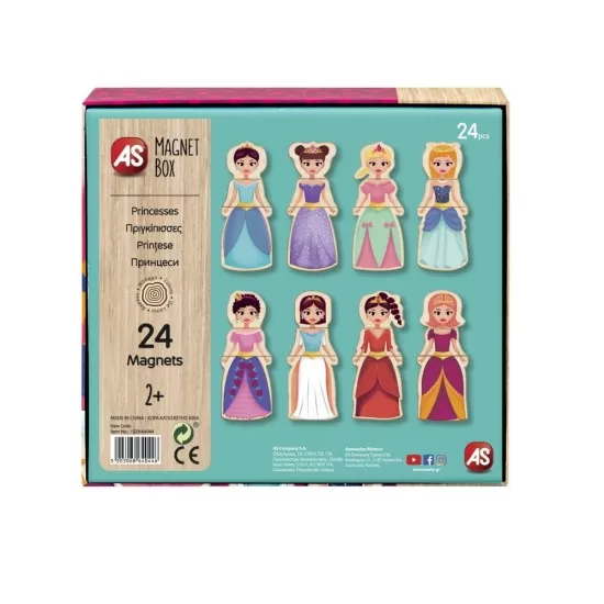 Set Universul Printeselor cu 24 piese magnetice din lemn Set Universul Printeselor cu 24 piese magnetice din lemn