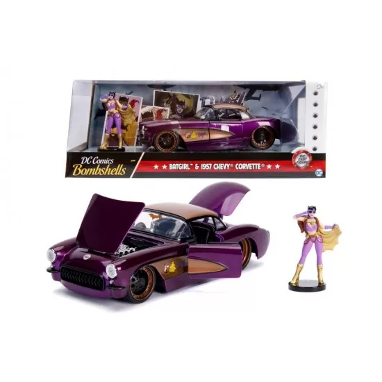 Masinuta metalica DC Comics Bombshells 1957 Chevy Batgirl scara 1:24 Masinuta metalica DC Comics Bombshells 1957 Chevy Batgirl scara 1:24