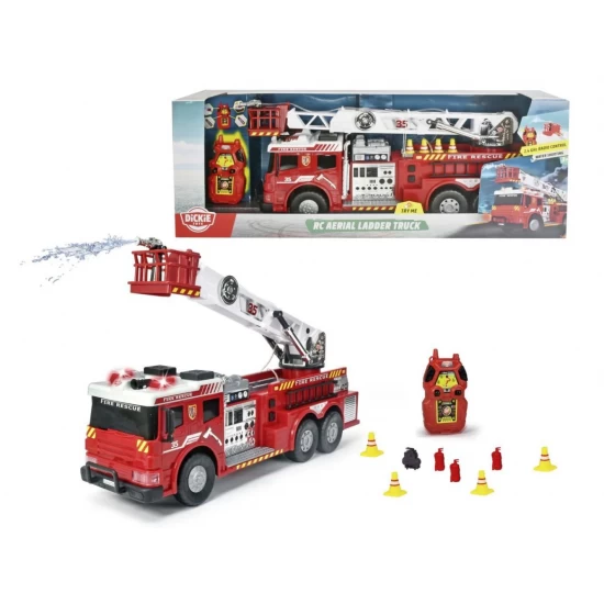 Masina de pompieri gigant cu telecomanda, pulverizator de apa si scara Dickie Toys 62 cm