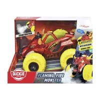 Masina de teren Flaming Fire Monster cu lumini, sunete, suspensii si functie abur 25 cm