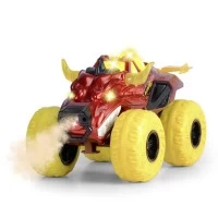 Masina de teren Flaming Fire Monster cu lumini, sunete, suspensii si functie abur 25 cm