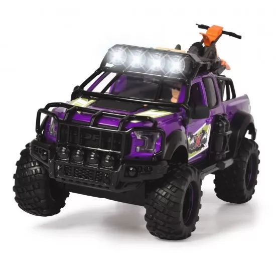Set Dickie Toys Country Trail cu 2 masinute, motocicleta, figurina si remorca