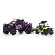 Set Dickie Toys Country Trail cu 2 masinute, motocicleta, figurina si remorca