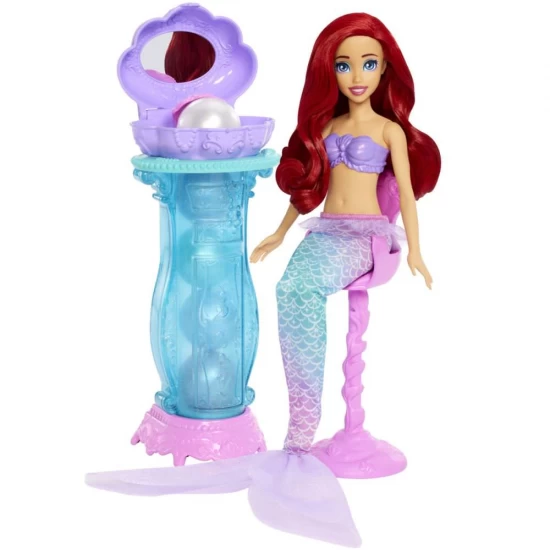 Papusa Ariel Disney Princess si masuta de machiaj cu surprize
