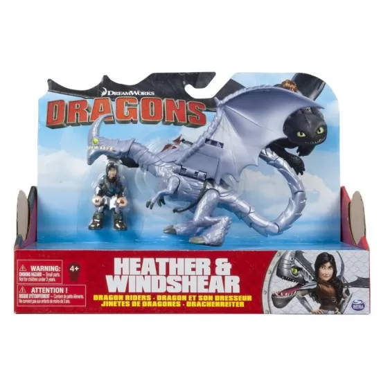 Figurina dragon cu calaret Heather si Windshear Dragons Figurina dragon cu calaret Heather si Windshear Dragons