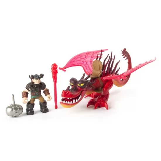 Figurina dragon cu calaret Snotloat si Hookfang Dragons Figurina dragon cu calaret Snotloat si Hookfang Dragons