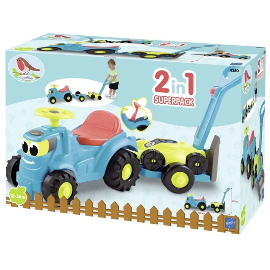 Set tractor ride on cu remorca si cositoare Ecoiffier Set tractor ride on cu remorca si cositoare Ecoiffier