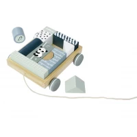 Jucarie de tras carucior 18 cm cu 11 cuburi din lemn Eichhorn