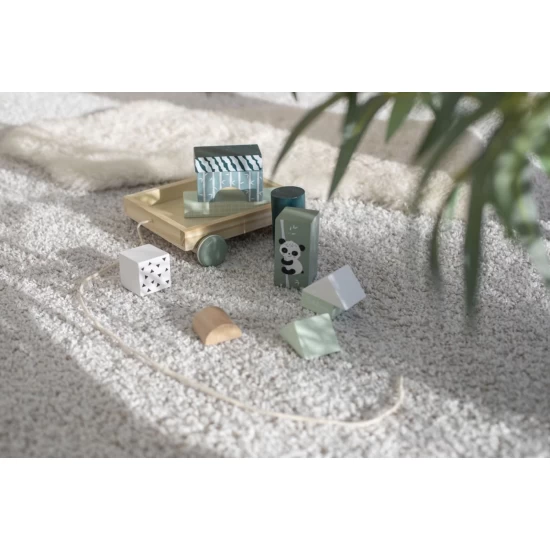 Jucarie de tras carucior 18 cm cu 11 cuburi din lemn Eichhorn