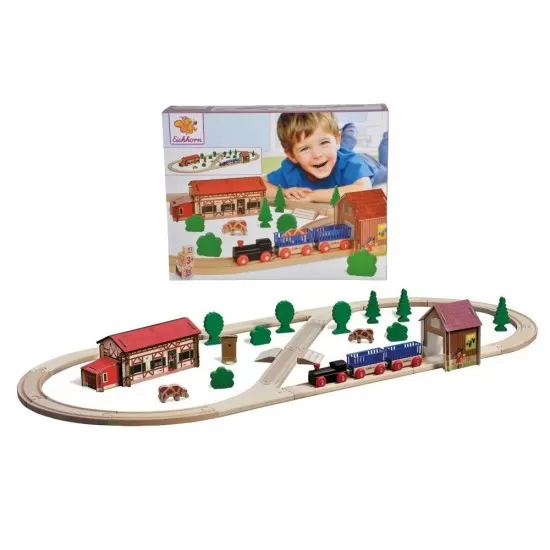 Set trenulet cu pista din lemn Eichhorn Set trenulet cu pista din lemn Eichhorn