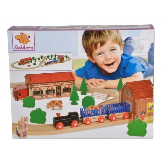 Set trenulet cu pista din lemn Eichhorn Set trenulet cu pista din lemn Eichhorn