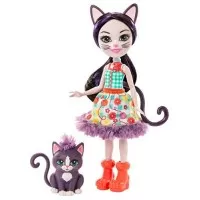 Papusa Enchantimals Mattel Ciesta Cat cu animalut Climber