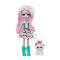 Papusa Enchantimals Mattel Sybill Snow Leopard cu animalut Flake