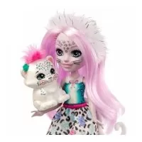 Papusa Enchantimals Mattel Sybill Snow Leopard cu animalut Flake