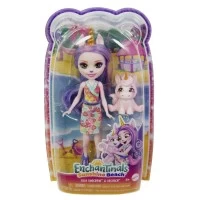 Set papusa Enchantimals cu animalut - Ulia unicorn si Pacifica