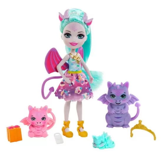 Set de joaca Enchantimals Royal - Familia dragonilor Set de joaca Enchantimals Royal - Familia dragonilor