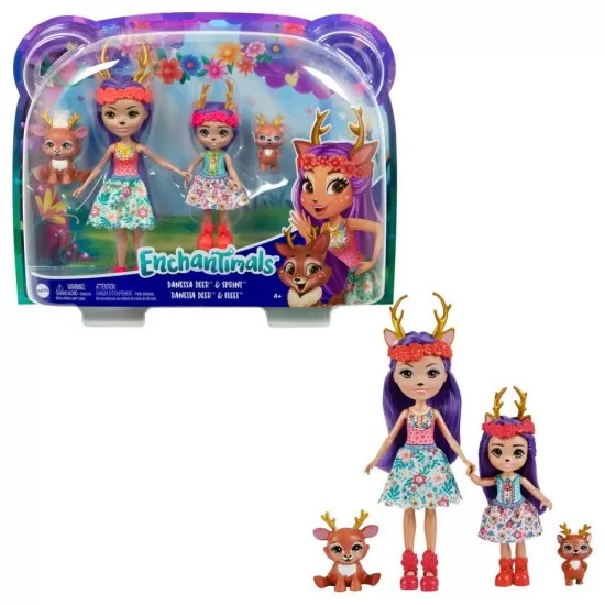 Set papusi surori Enchatimals si animalutele lor Danessa Deer & Sprint si Danetta Deer & Fleet Set papusi surori Enchatimals si animalutele lor Danessa Deer & Sprint si Danetta Deer & Fleet