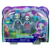 Set papusi surori Enchantimals si animalutele lor Patter Peacock & Flap si Piera Peacock & Feather