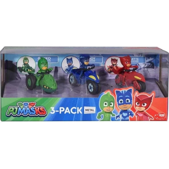 Set 3 motociclete cu figurine Eroi in Pijama PJ Masks scara 1:64