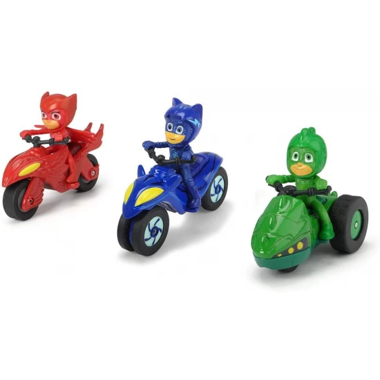 Set 3 motociclete cu figurine Eroi in Pijama PJ Masks scara 1:64