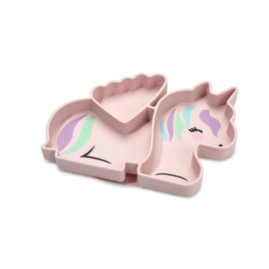 Farfurie compartimentata din silicon cu ventuza, Melii, unicorn Farfurie compartimentata din silicon cu ventuza, Melii, unicorn