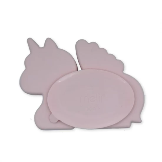 Farfurie compartimentata din silicon cu ventuza, Melii, unicorn Farfurie compartimentata din silicon cu ventuza, Melii, unicorn