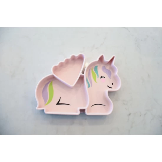Farfurie compartimentata din silicon cu ventuza, Melii, unicorn Farfurie compartimentata din silicon cu ventuza, Melii, unicorn