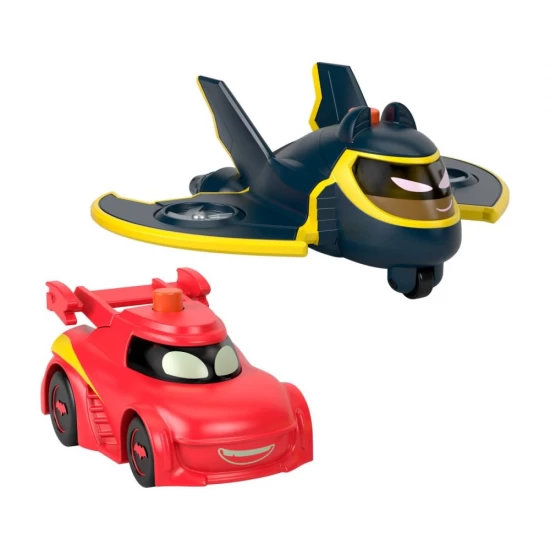 Set 2 masinute cu lumini Redbird si Batwing scara 1:55 Fisher-Price Batwheels 