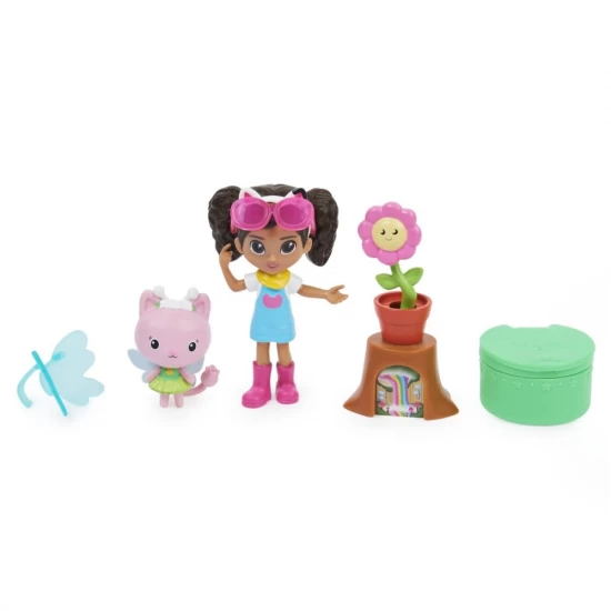 Set papusa 9.7 cm cu pisicuta Gabbys Dollhouse - Gradina lui Gabby