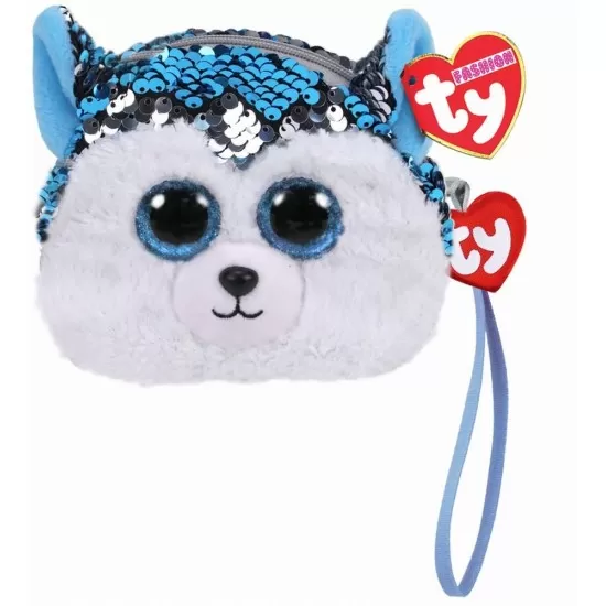 Gentuta de mana din plus Ty 10 cm Husky cu paiete Gentuta de mana din plus Ty 10 cm Husky cu paiete