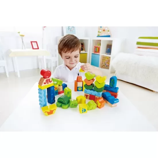 Set cuburi din lemn Viata Marina Hape 48 piese Set cuburi din lemn Viata Marina Hape 48 piese