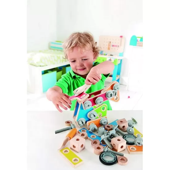 Set constructie Hape 62 piese Set constructie Hape 62 piese